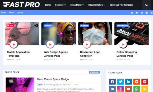 Fastpro blogger template free download SEO optimized fast page loading