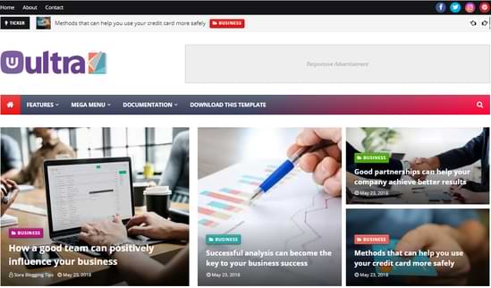 UltraMag blogger template SEO optimized adsence ready best for magazines and news blogs free download